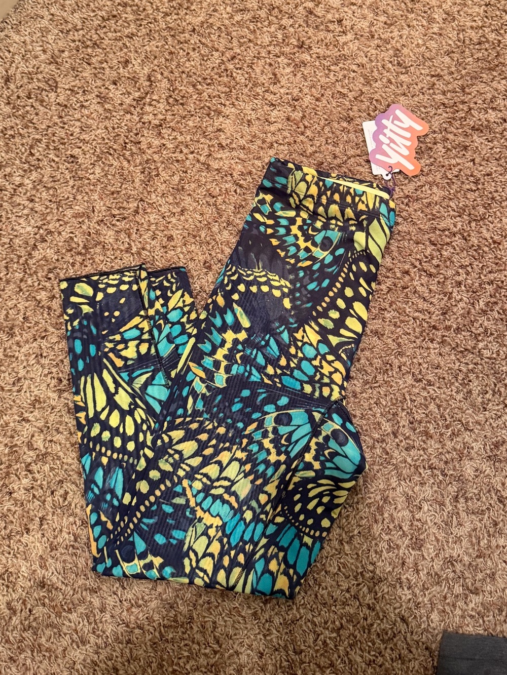 YITTY Teal & Yellow Abstract Print Leggings